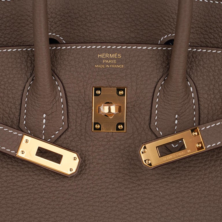 Hermes Birkin 25 Bag Etoupe Togo Gold Hardware Neutral Perfection