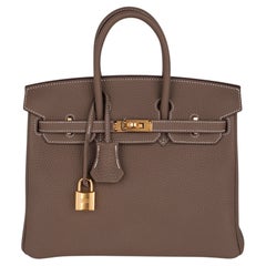 Hermes Birkin 25 Bag Etoupe Togo Gold Hardware Neutral Perfection