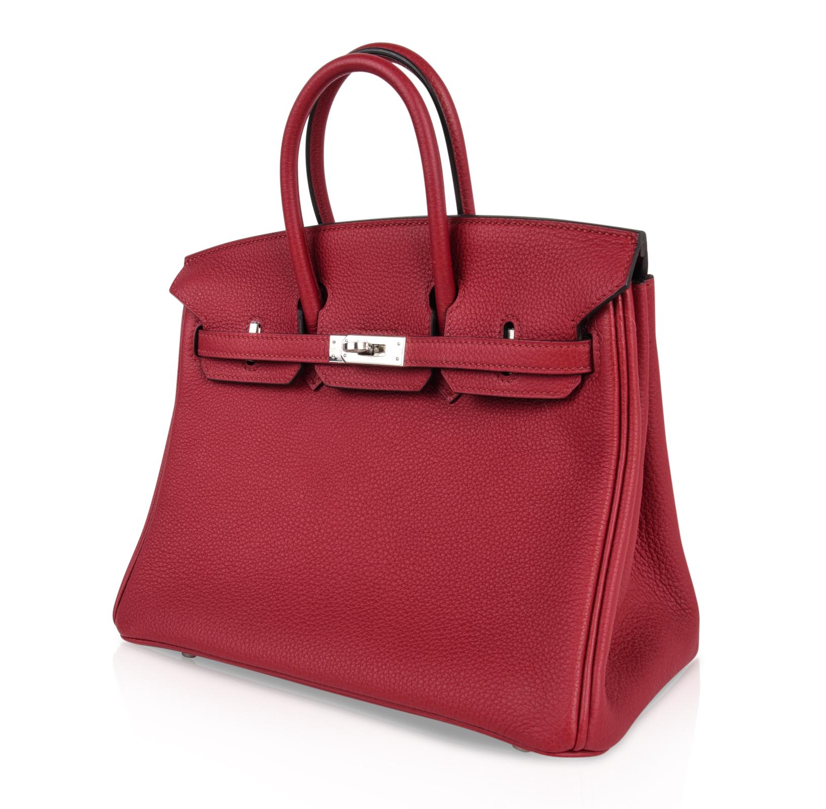 Women's Hermes Birkin 25 Bag Exotic Jewel Red Rouge Grenat Togo Palladium  