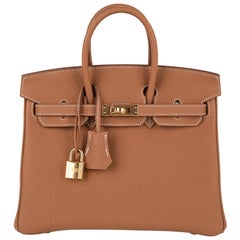 Hermes Birkin 25 Bag Gold Togo Gold Hardware Classic Perfection