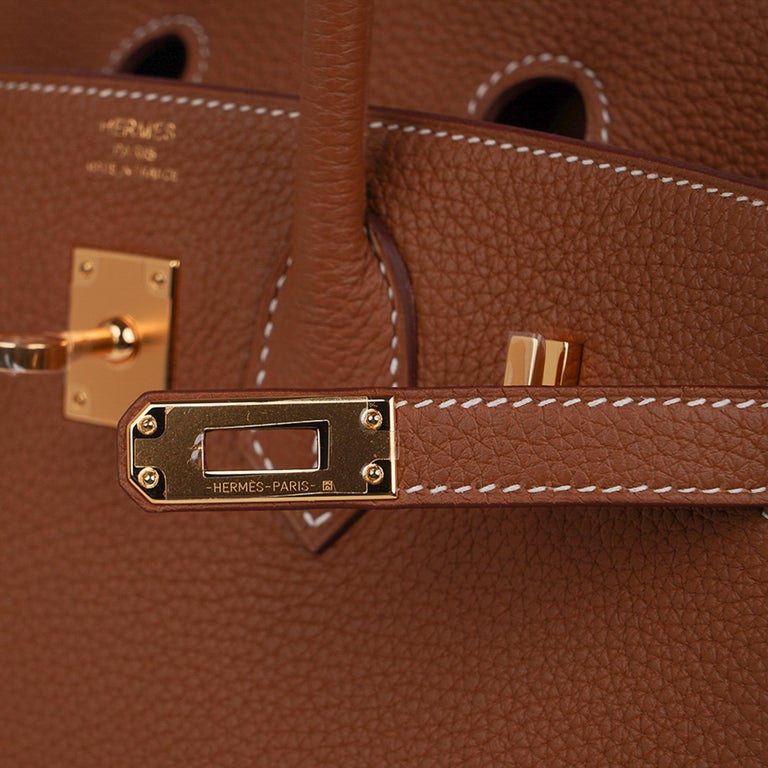 Hermes Birkin 25 Bag Gold Togo Leather Gold Hardware Iconic Neutral For  Sale at 1stDibs