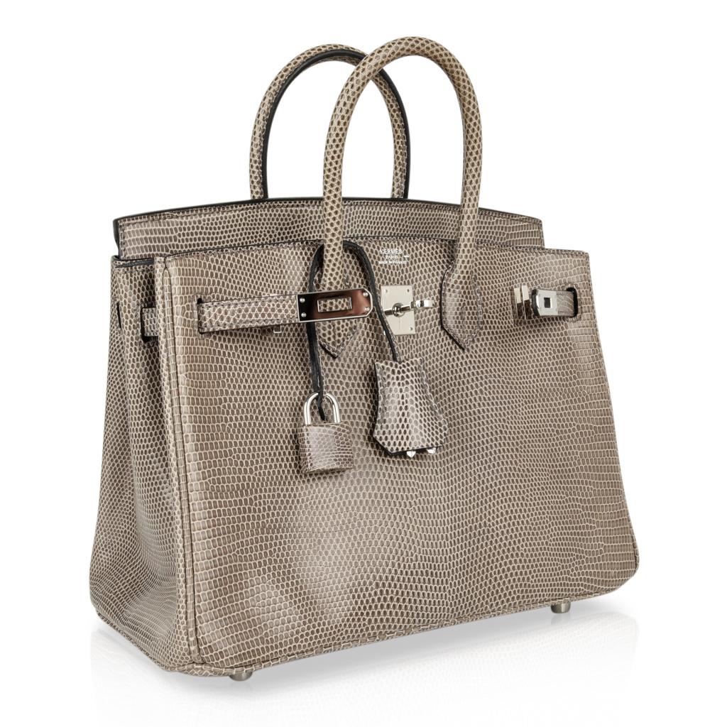 Hermes Birkin 25 Bag Gris Agate Lizard Palladium Hardware Very Rare In Excellent Condition In Miami, FL