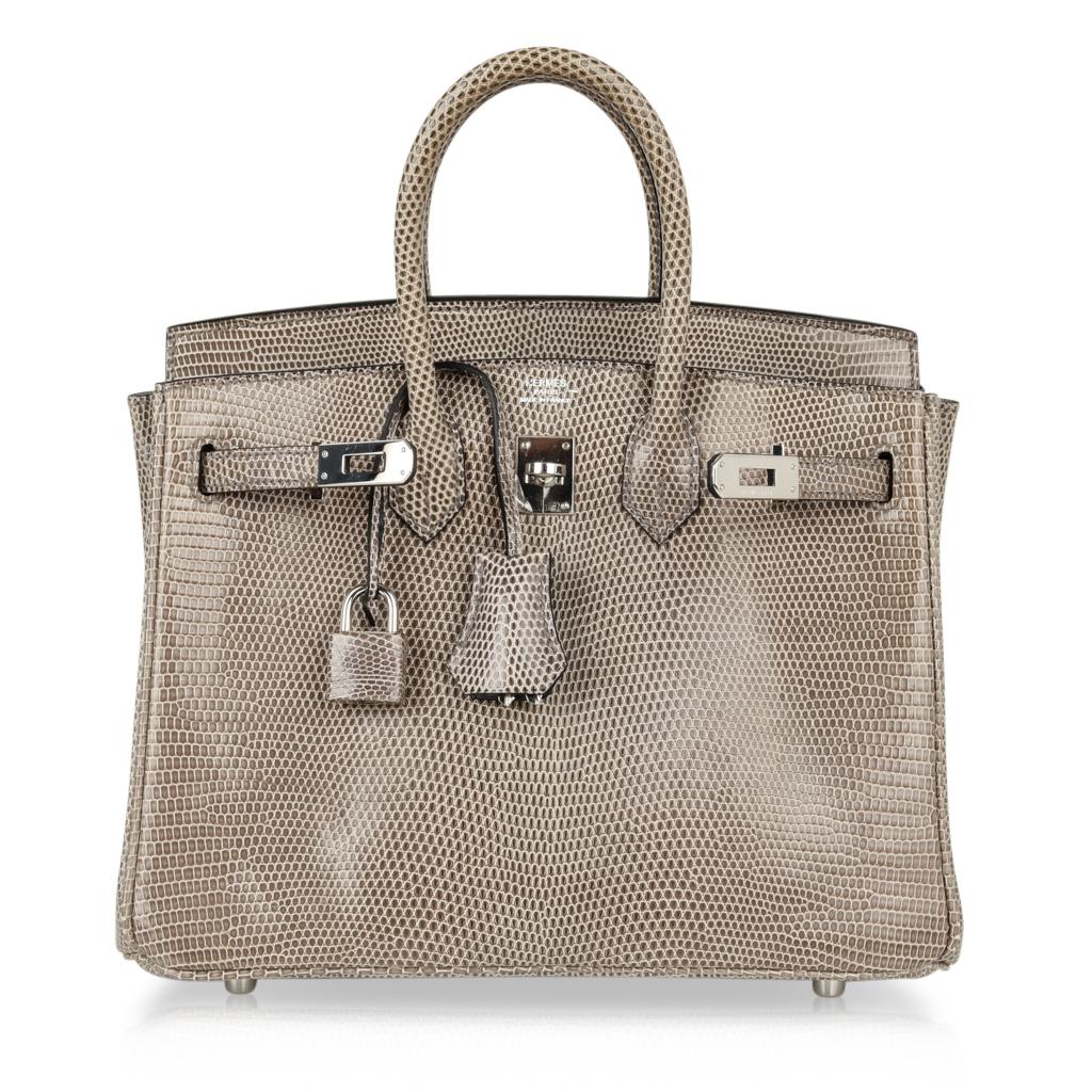 Women's Hermes Birkin 25 Bag Gris Agate Lizard Palladium Hardware Very Rare