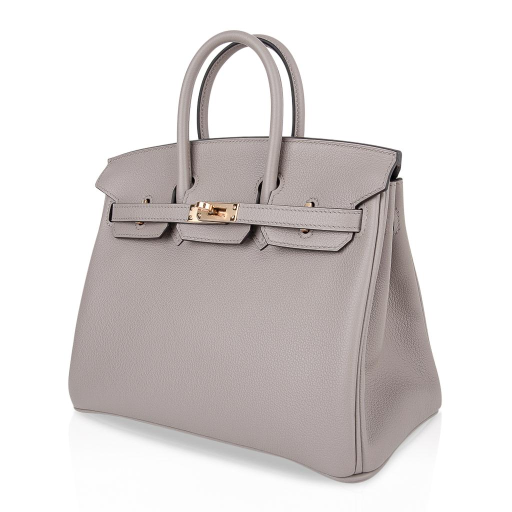 Hermes Birkin 25 Bag Gris Asphalte Novillo Leather Gold Hardware In New Condition In Miami, FL