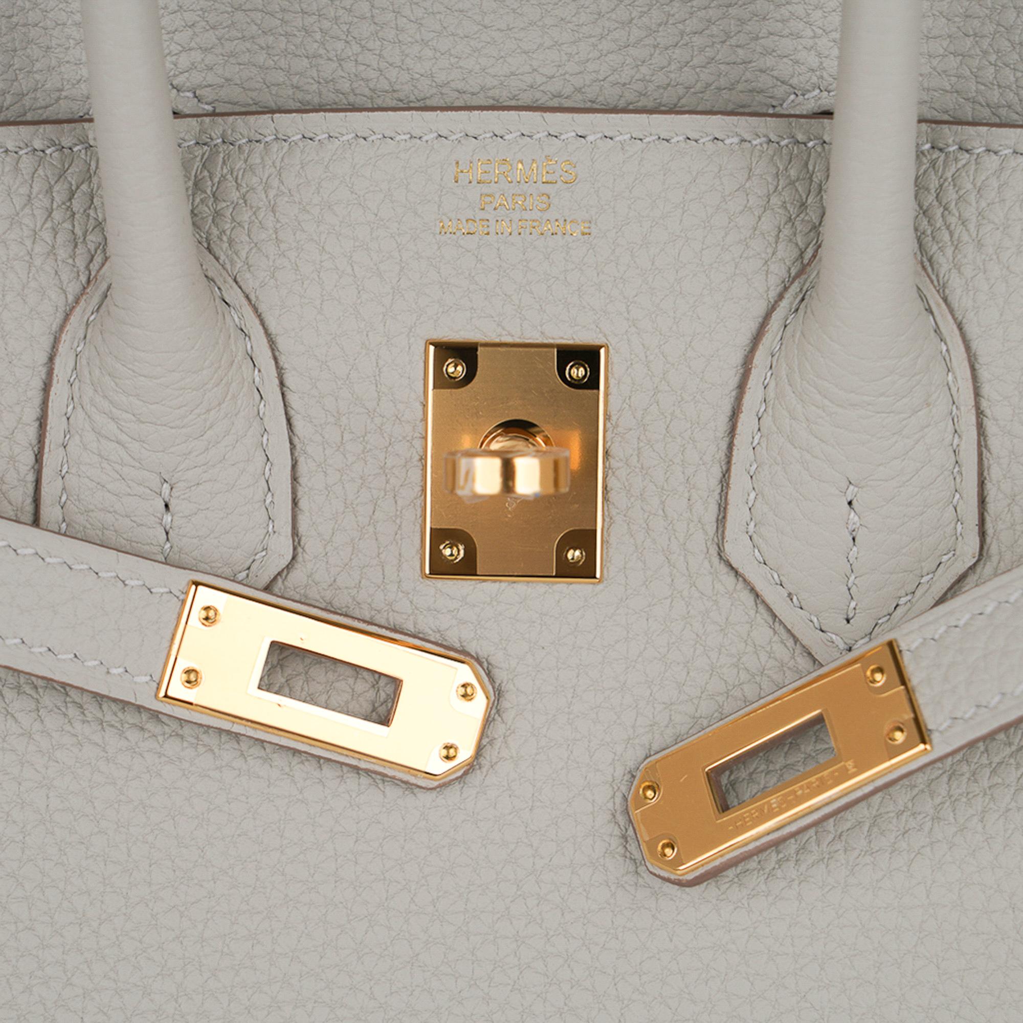 Hermes Birkin 25 Tasche Gris Perle Togo Gold Hardware (Grau)