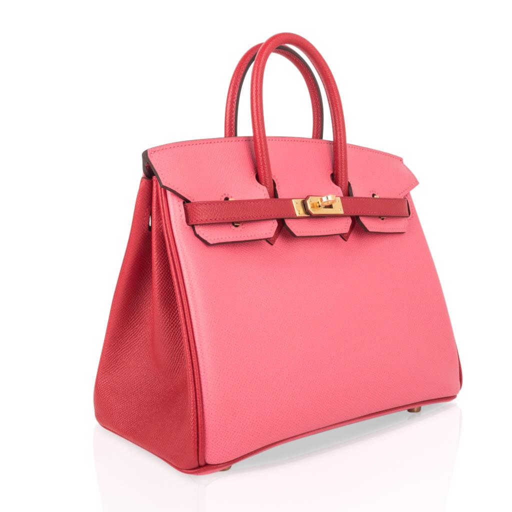 Pink Hermes Birkin 25 Bag HSS Rose Azalee with Rouge Casaque Epsom Gold Hardware
