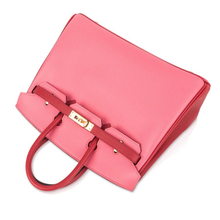 Hermes Birkin 25 Bag Hss Rose Azalee With Rouge Casaque Epsom Gold Hardware For Sale At 1stdibs
