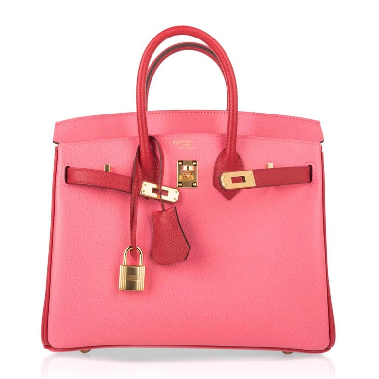Hermes Birkin 25 Bag Hss Rose Azalee With Rouge Casaque Epsom Gold Hardware For Sale At 1stdibs