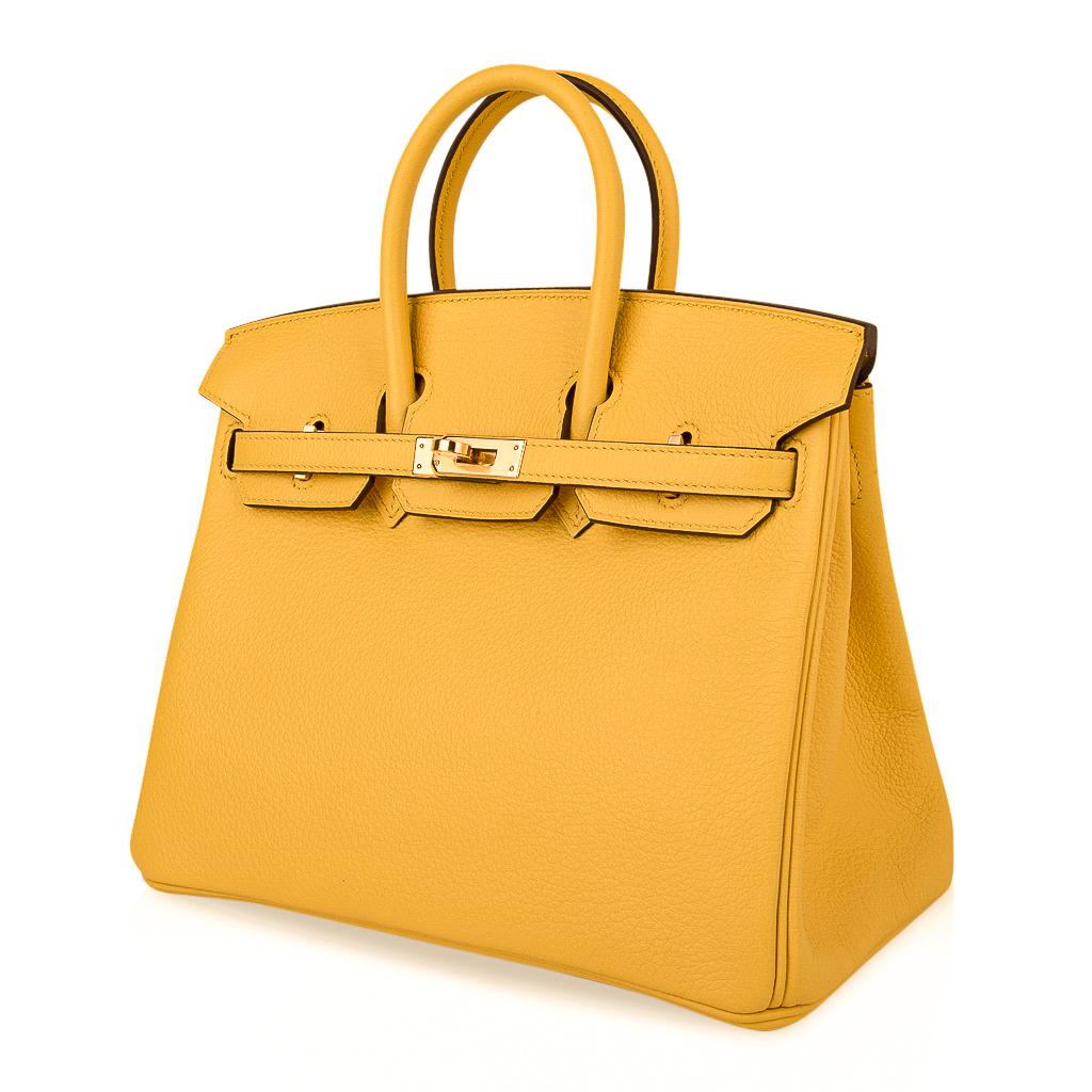 Women's Hermes Birkin 25 Bag Jaune de Naples Novillo Gold Hardware