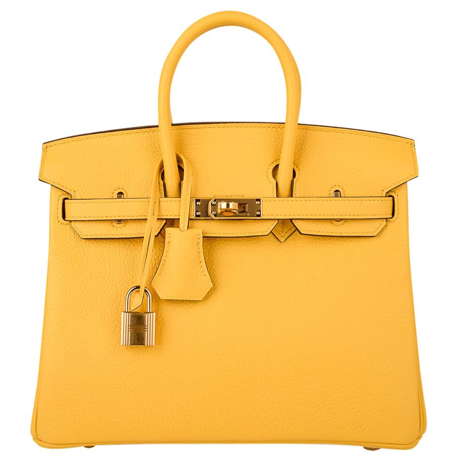 Hermes Birkin 25cm Jaune de Naples Novillo GHW - Lilac Blue London