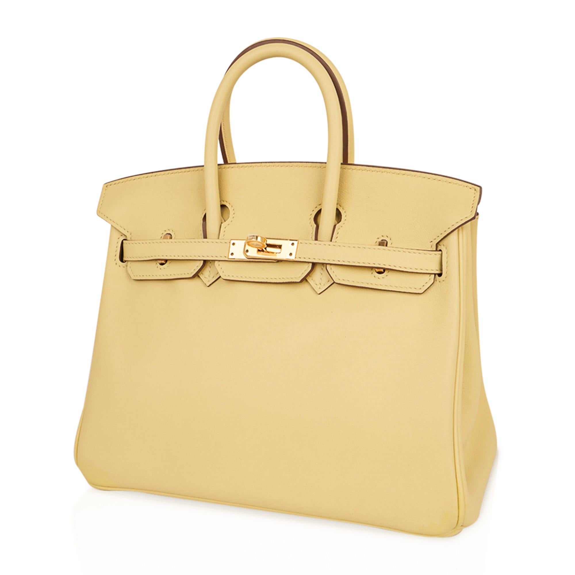 Women's Hermes Birkin 25 Bag Jaune Poussin Gold Hardware Swift Leather
