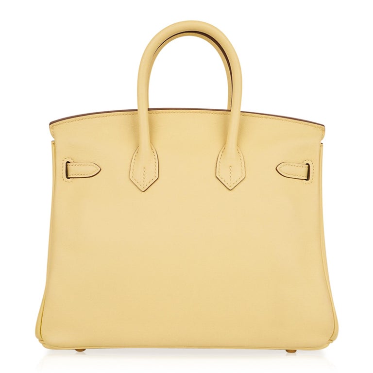 HERMÈS NEW Birkin 25 Cargo Yellow Taupe Toile Swift Leather Top Handle Tote  Bag For Sale at 1stDibs