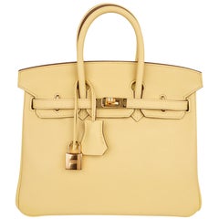 Hermes Birkin 25 Bag Jaune Poussin Gold Hardware Swift Leather