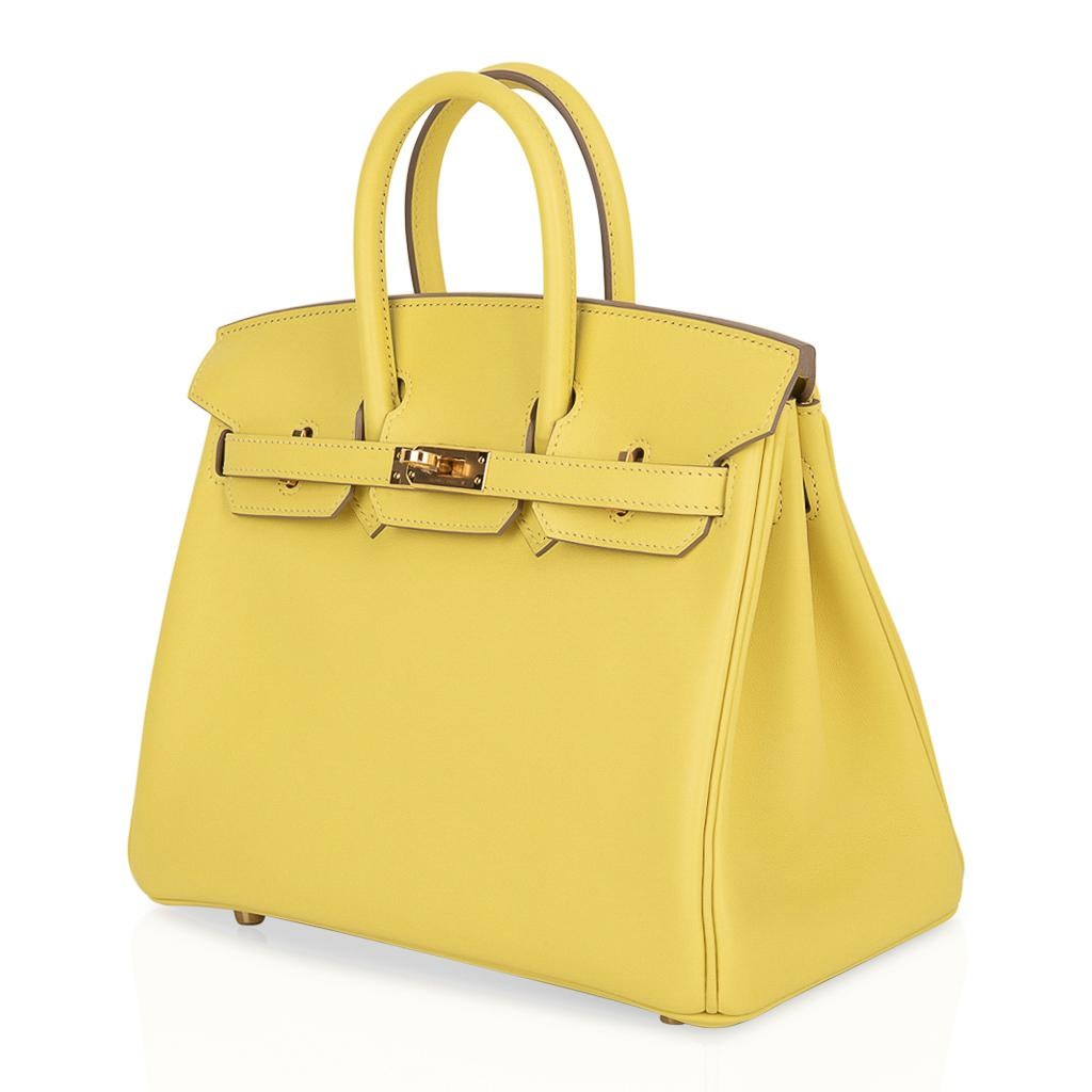 Women's Hermes Birkin 25 Bag Lime Gold Hardware Swift Leather