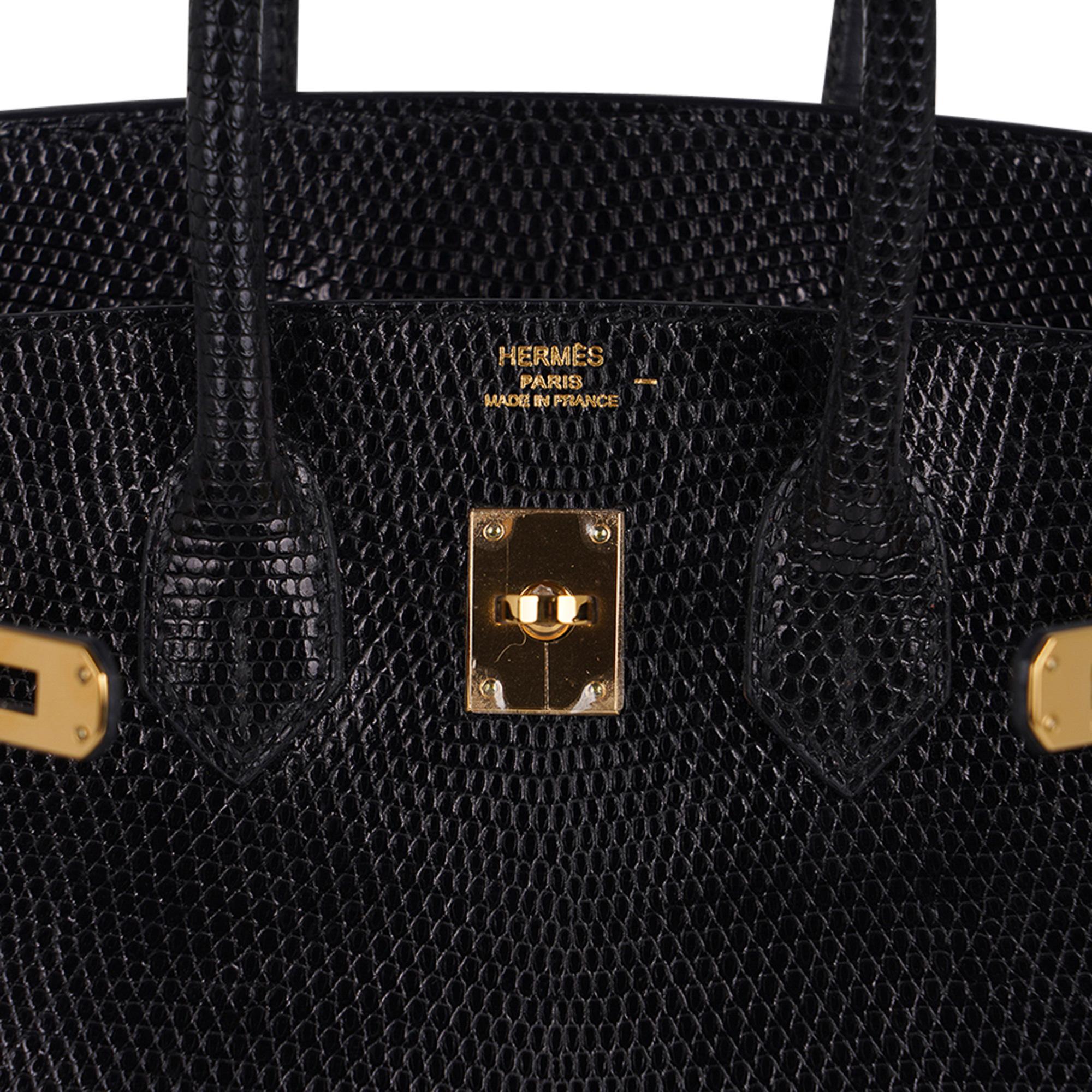 Hermes Birkin 25 Bag Limited Edition Black Lizard Gold Hardware Very Rare In Excellent Condition In Miami, FL
