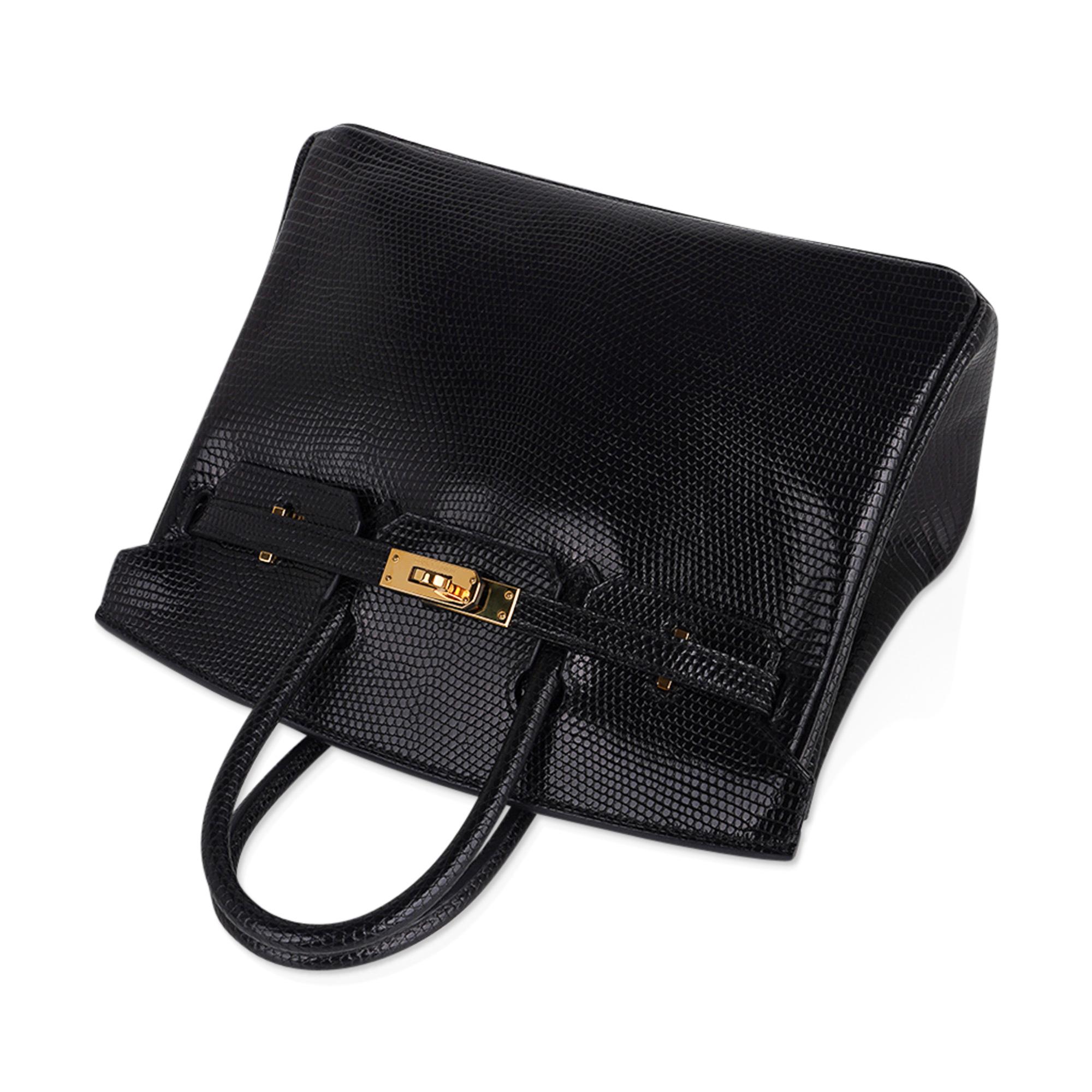 Women's Hermes Birkin 25 Bag Limited Edition Black Lizard Gold Hardware Very Rare