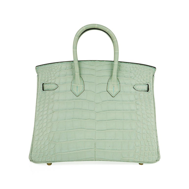 Hermes Birkin 25 Bag Vert D'Eau Matte Alligator Gold Hardware Limited –  Mightychic