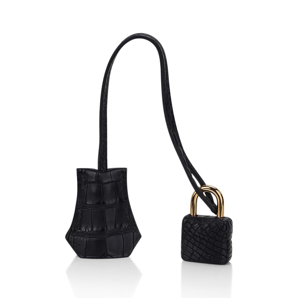 Hermès - Sac Birkin 25 noir mat en alligator avec accessoires dorés 5