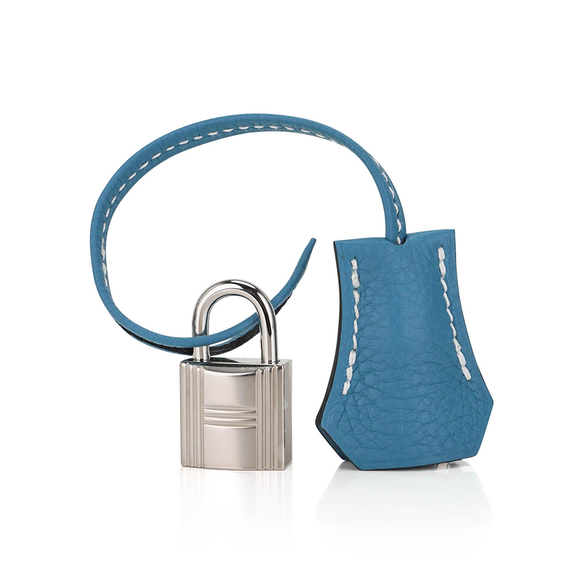 Hermes Birkin 25 Bag Retourne Blue Jean Togo Palladium Hardware For Sale 4