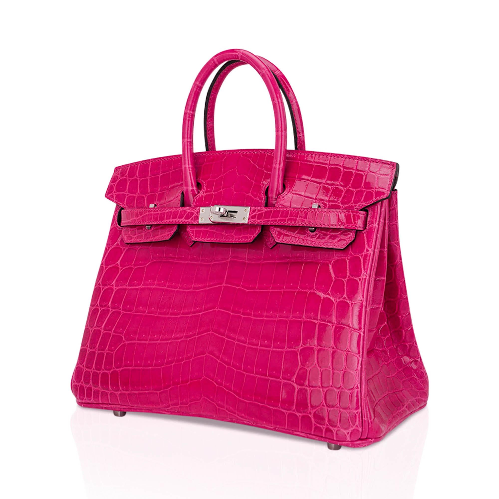 Hermes Birkin 25 Bag Rose Mexico Crocodile Palladium Hardware Neuf - En vente à Miami, FL