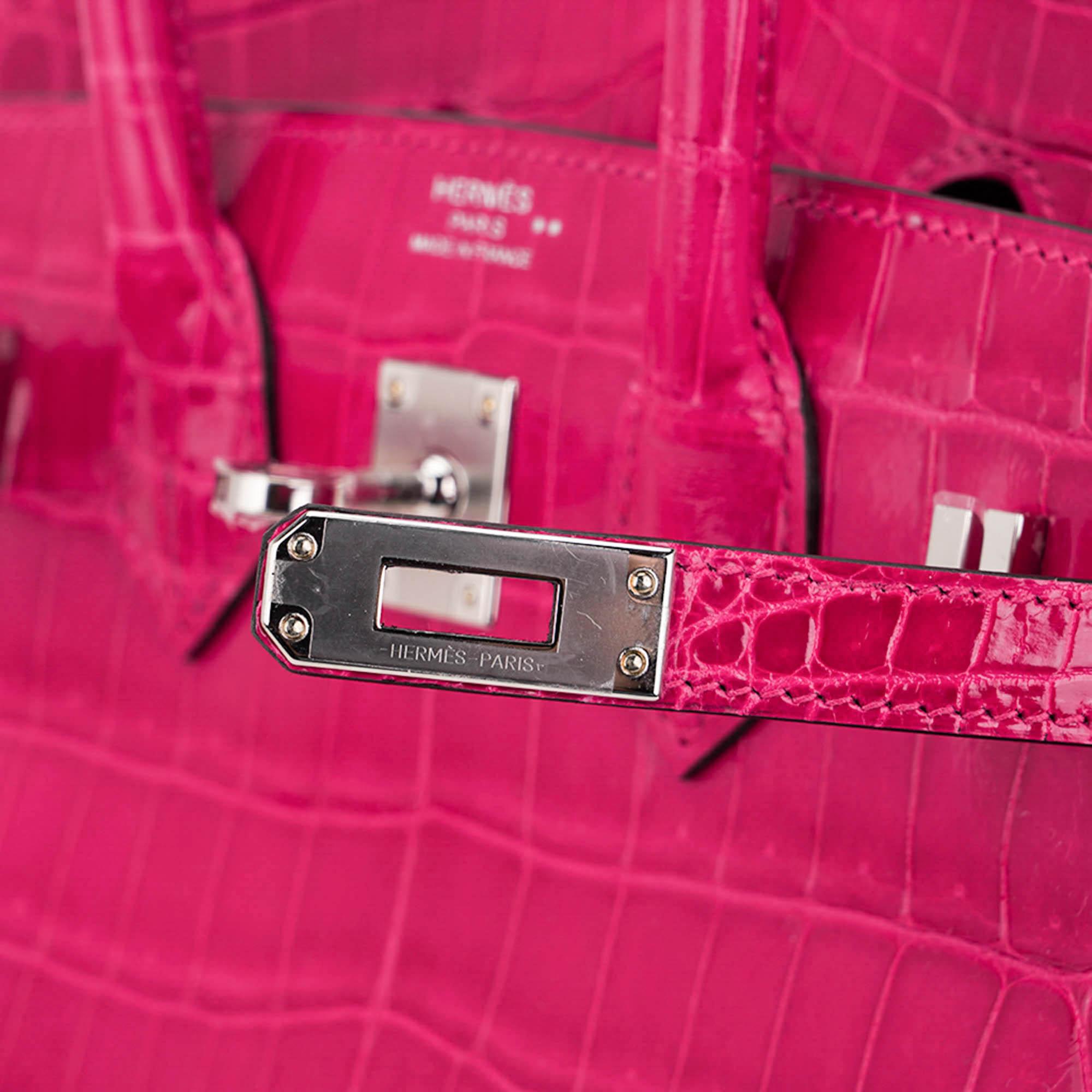 Hermes Birkin 25 Bag Rose Mexico Crocodile Palladium Hardware Pour femmes en vente