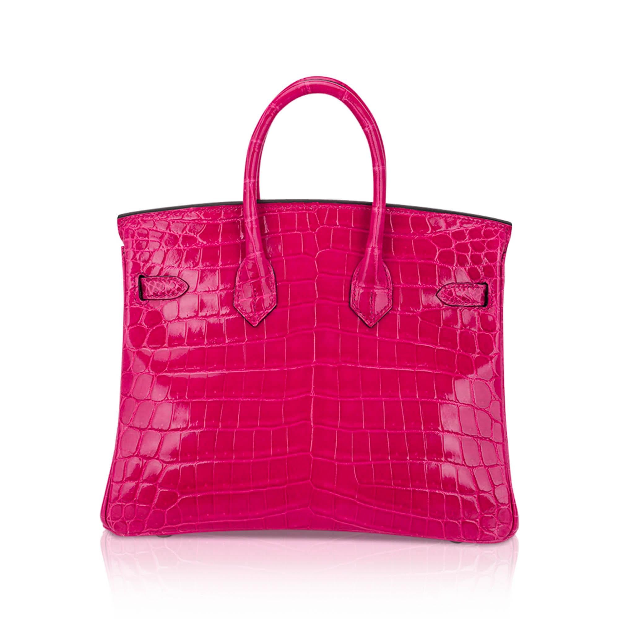 Hermes Birkin 25 Bag Rose Mexico Crocodile Palladium Hardware en vente 1