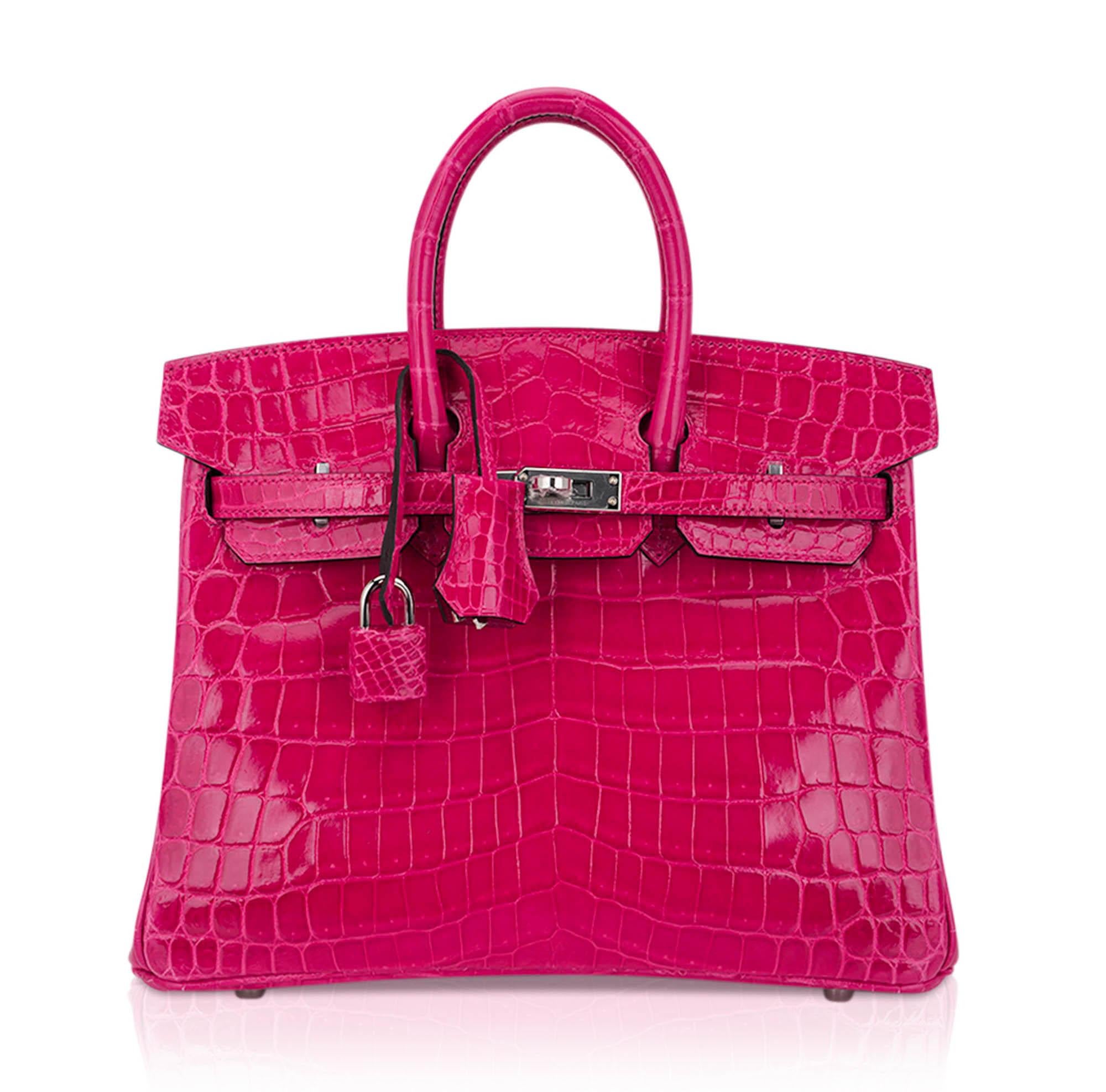 Hermes Birkin 25 Bag Rose Mexico Crocodile Palladium Hardware en vente 2