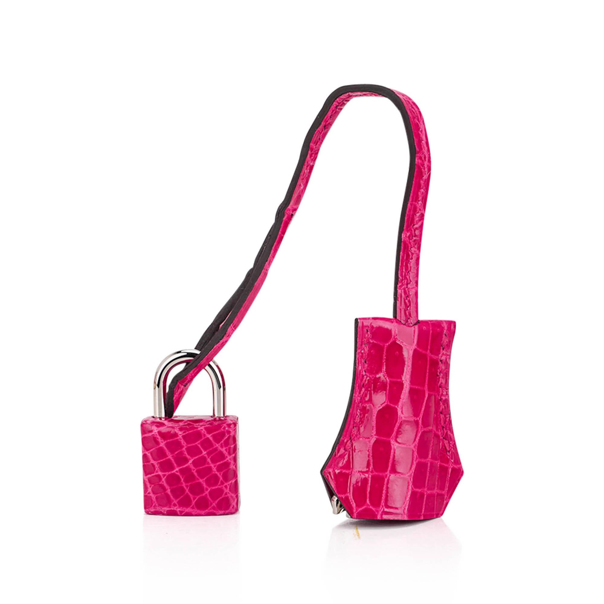 Hermes Birkin 25 Bag Rose Mexico Crocodile Palladium Hardware en vente 3