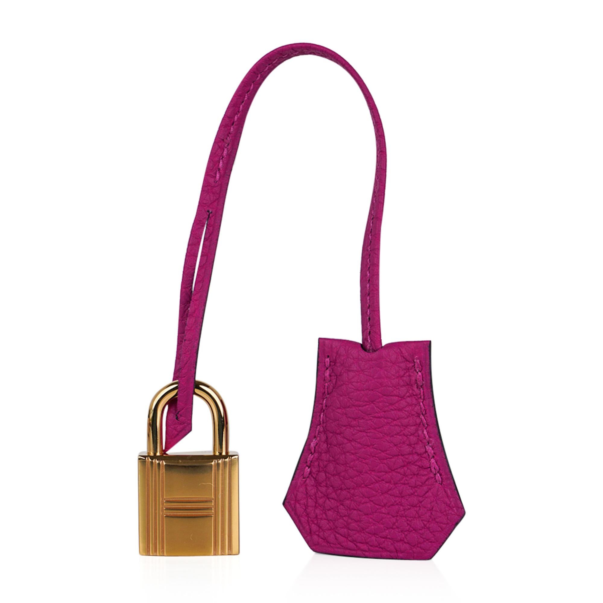 Hermes Birkin 25 Borsa Rose Pourpre Togo Pelle Hardware Oro 4