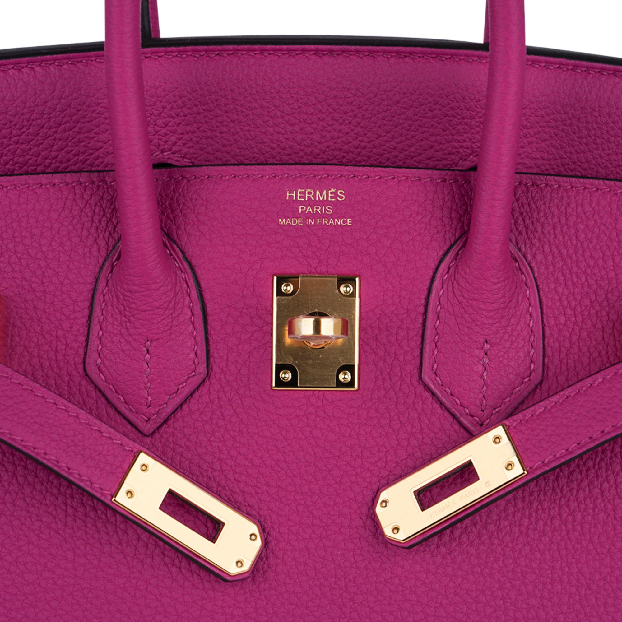 Hermes Birkin 25 Borsa Rose Pourpre Togo Pelle Hardware Oro 3