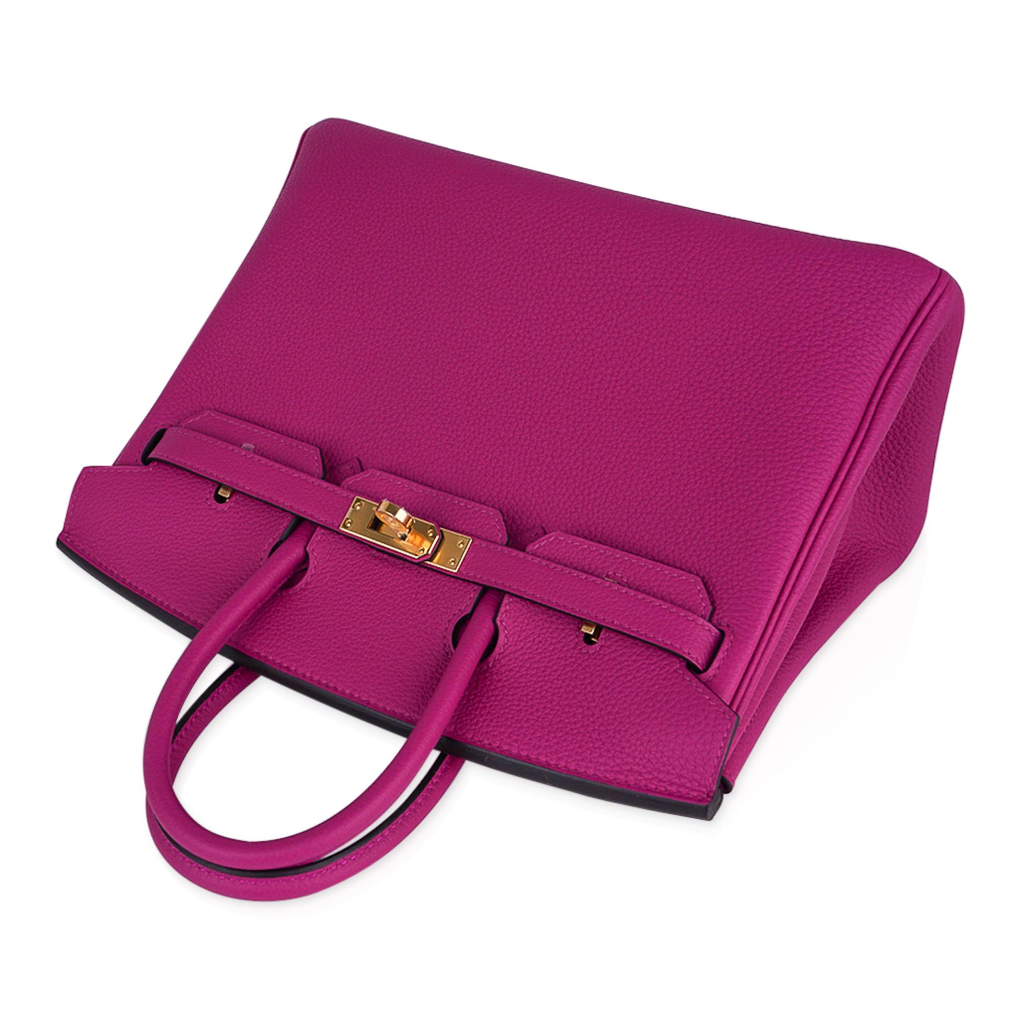 Hermes Birkin 25 Borsa Rose Pourpre Togo Pelle Hardware Oro 1