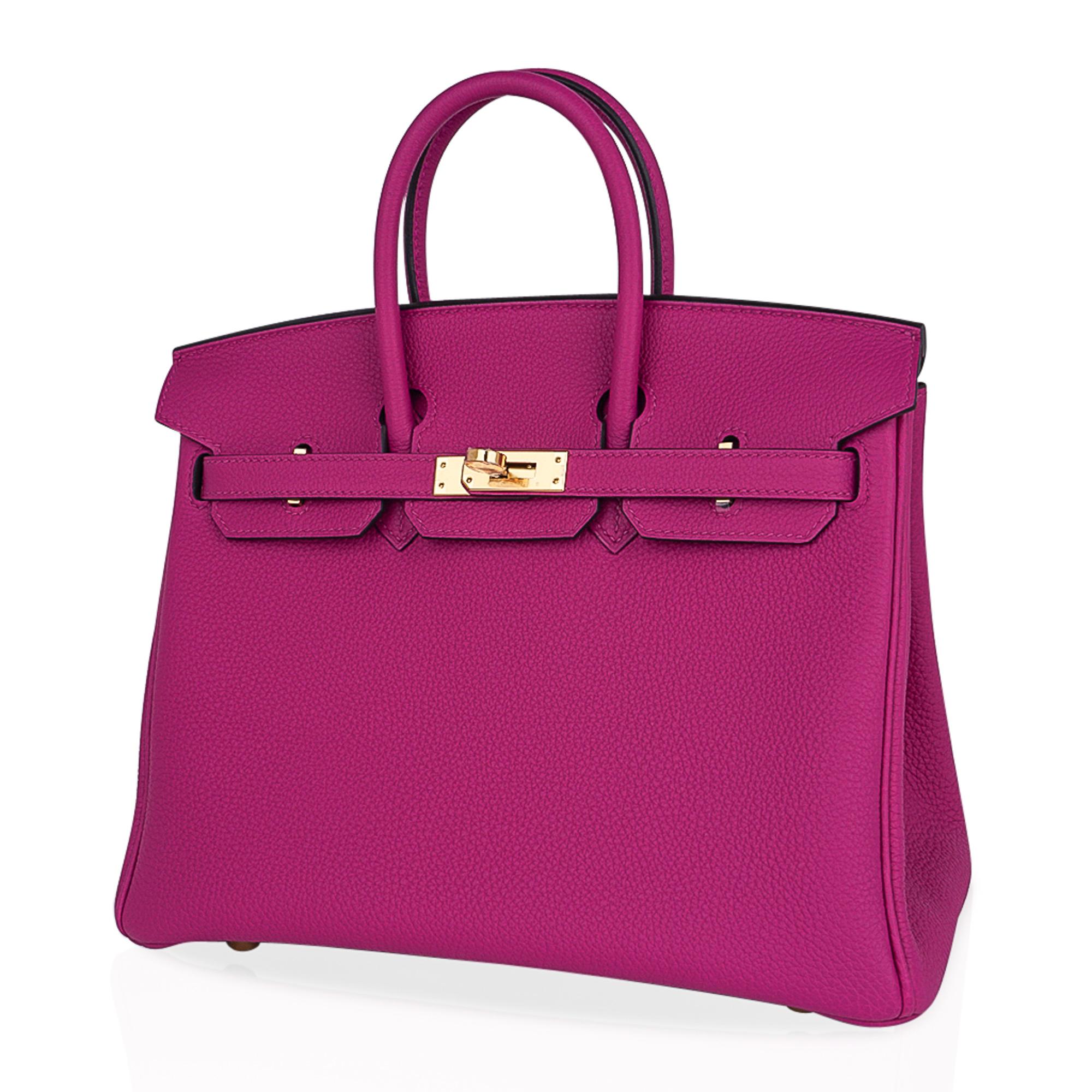 Hermes Birkin 25 Borsa Rose Pourpre Togo Pelle Hardware Oro In condizioni Nuovo a Miami, FL