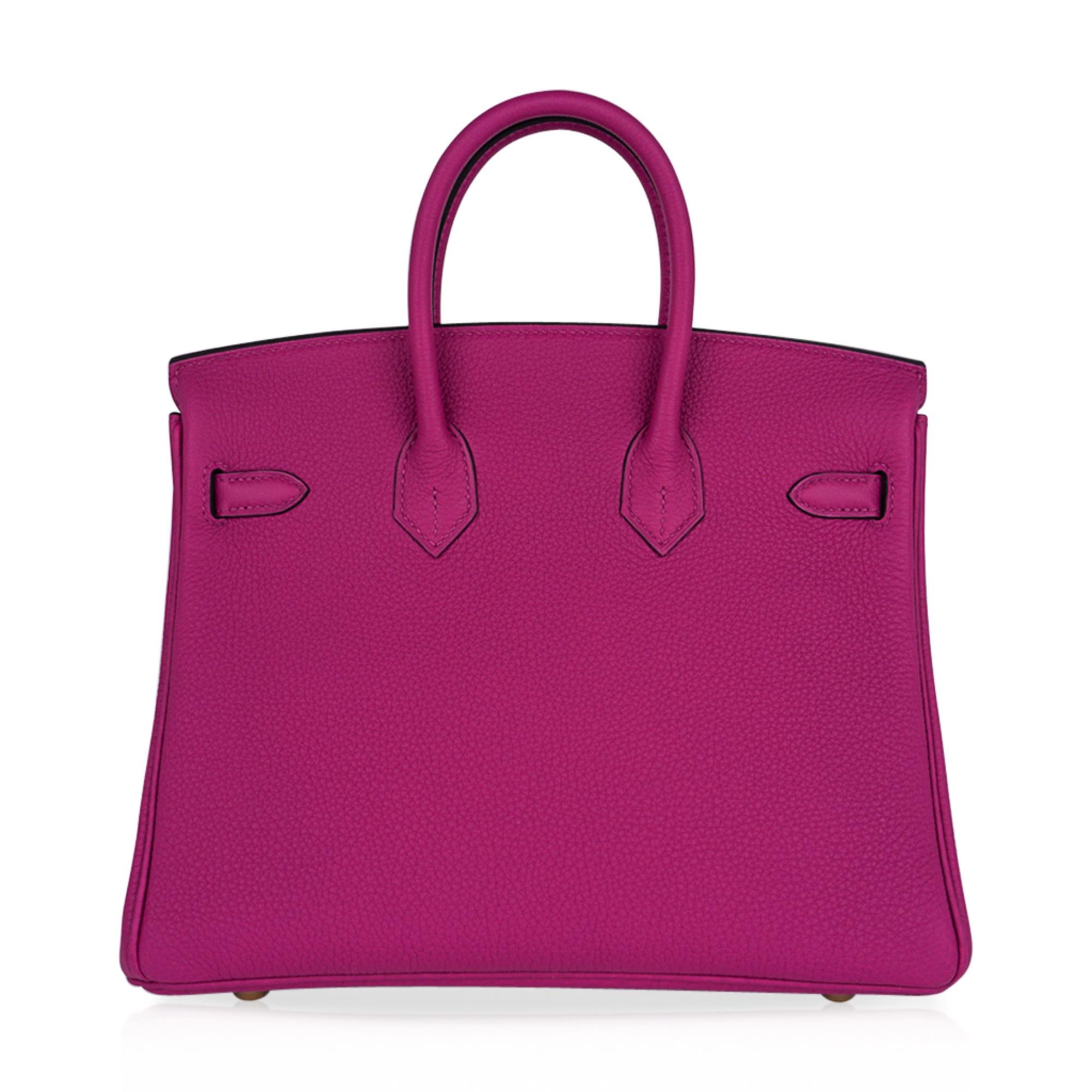 Hermes Birkin 25 Borsa Rose Pourpre Togo Pelle Hardware Oro 2