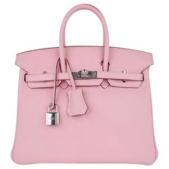 Hermes Birkin 25 Tasche Rose Sakura Palladium Hardware Swift Leder Selten