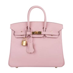 Hermes Birkin 25 Bag Rose Sakura Swift Gold Hardware Rare