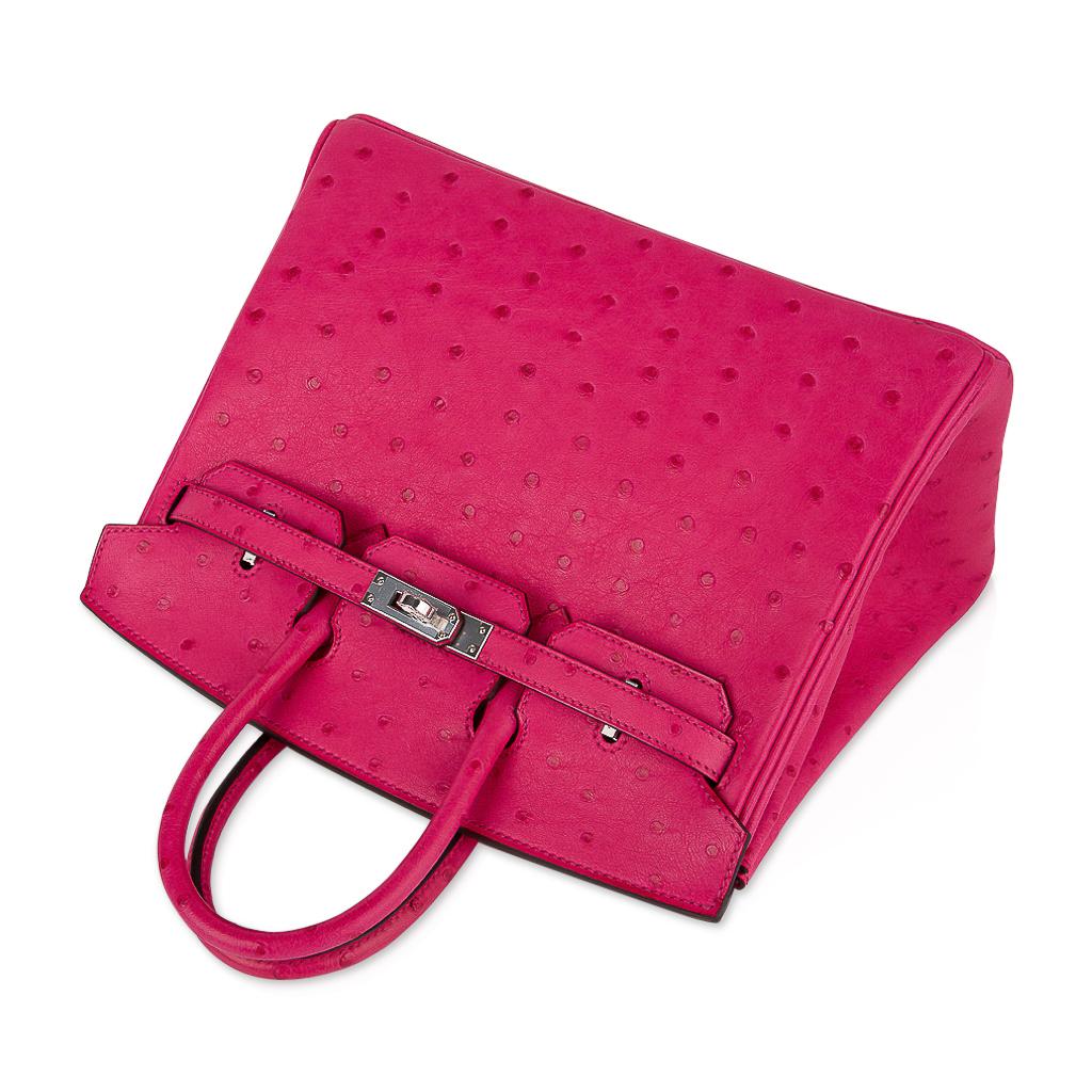 Red Hermes Birkin 25 Bag Rose Tyrien Ostrich Palladium Hardware