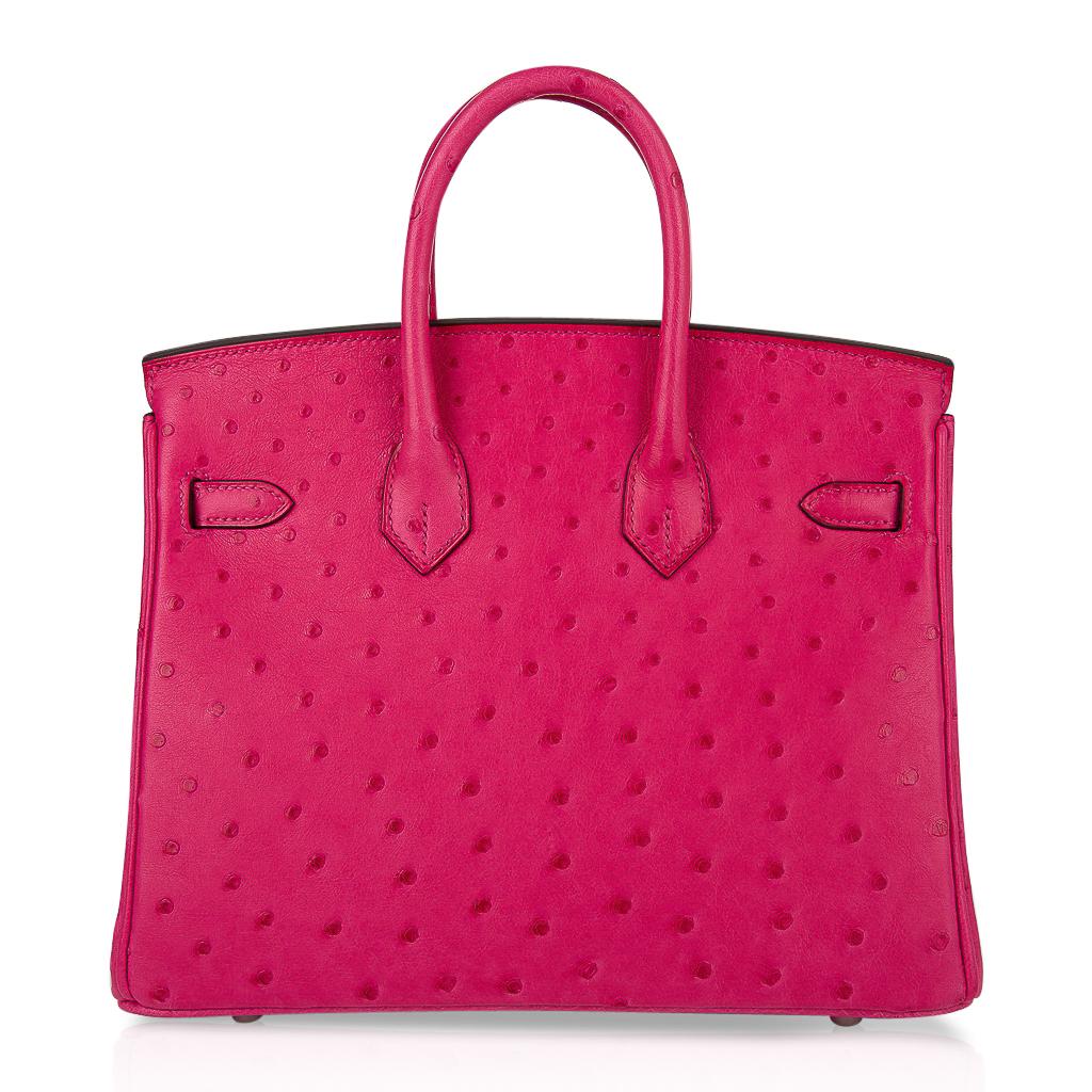 Hermes Birkin 25 Bag Rose Tyrien Ostrich Palladium Hardware 1