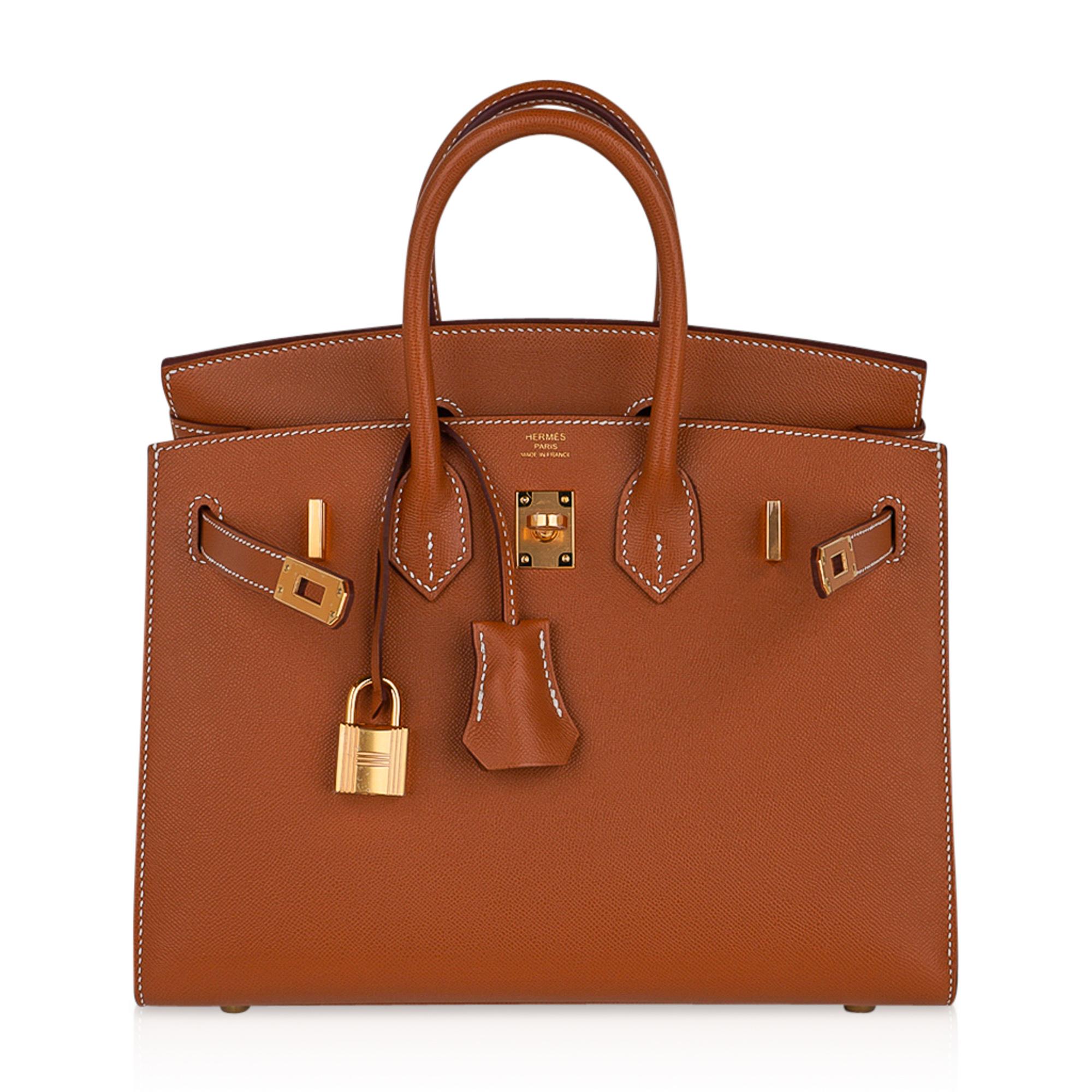 Women's Hermes Birkin 25 Bag Sellier Gold w/ Gold Hardware Veau Madame Leather