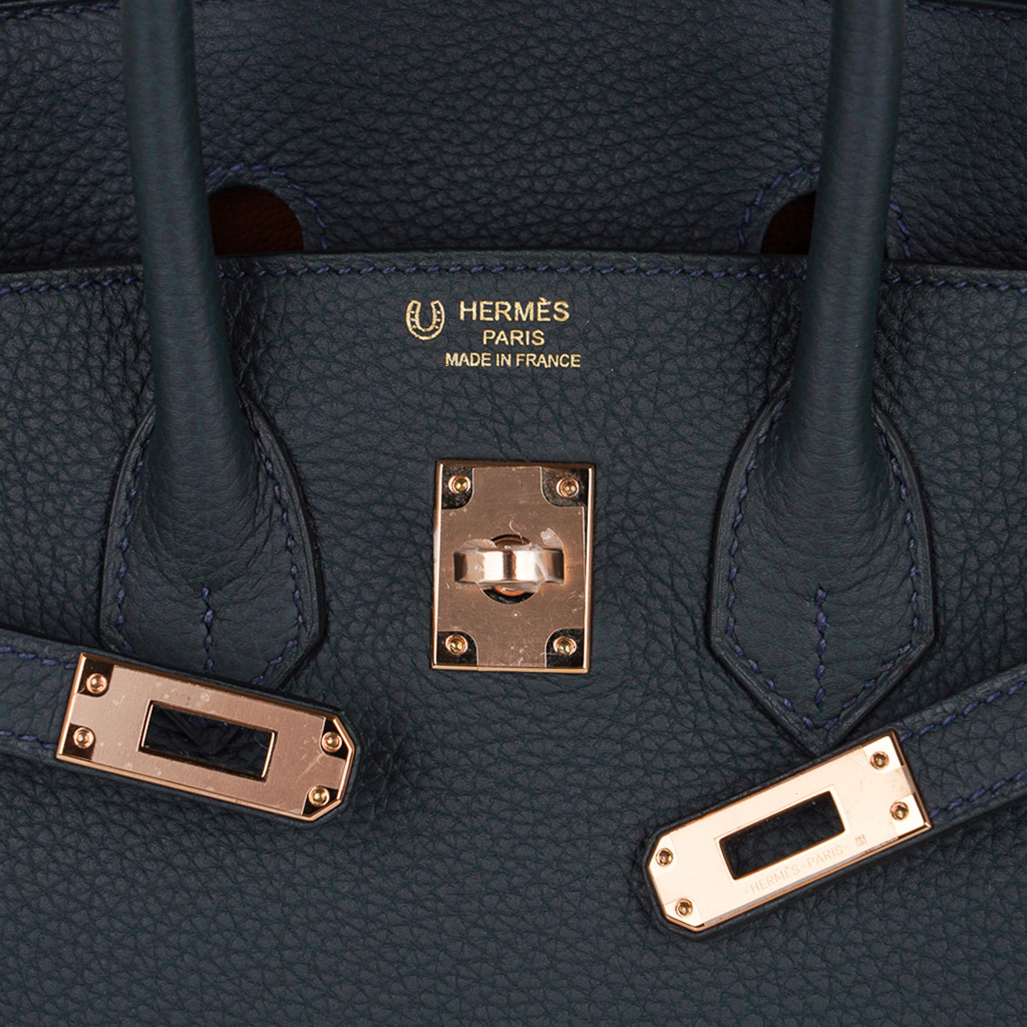 Hermes Birkin HSS 25 Sac Vert Cypress Rose Gold Hardware Togo Leather  3
