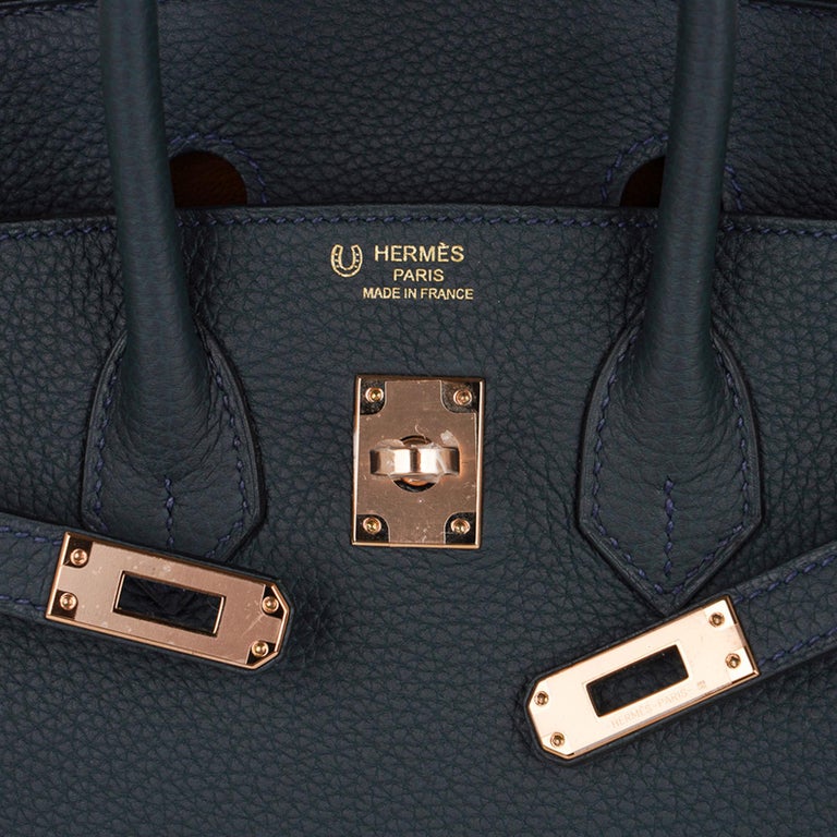 Hermes Birkin HSS 25 Bag Vert Cypress Rose Gold Hardware Togo Leather For  Sale at 1stDibs