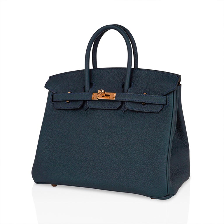 Sold at Auction: Hermes Birkin 25 Bag, Vert Rousseau Togo Leather