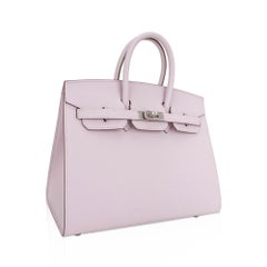 Hermes Birkin 25 Tasche Sellier Mauve Pale Epsom Leder mit Palladium Hardware