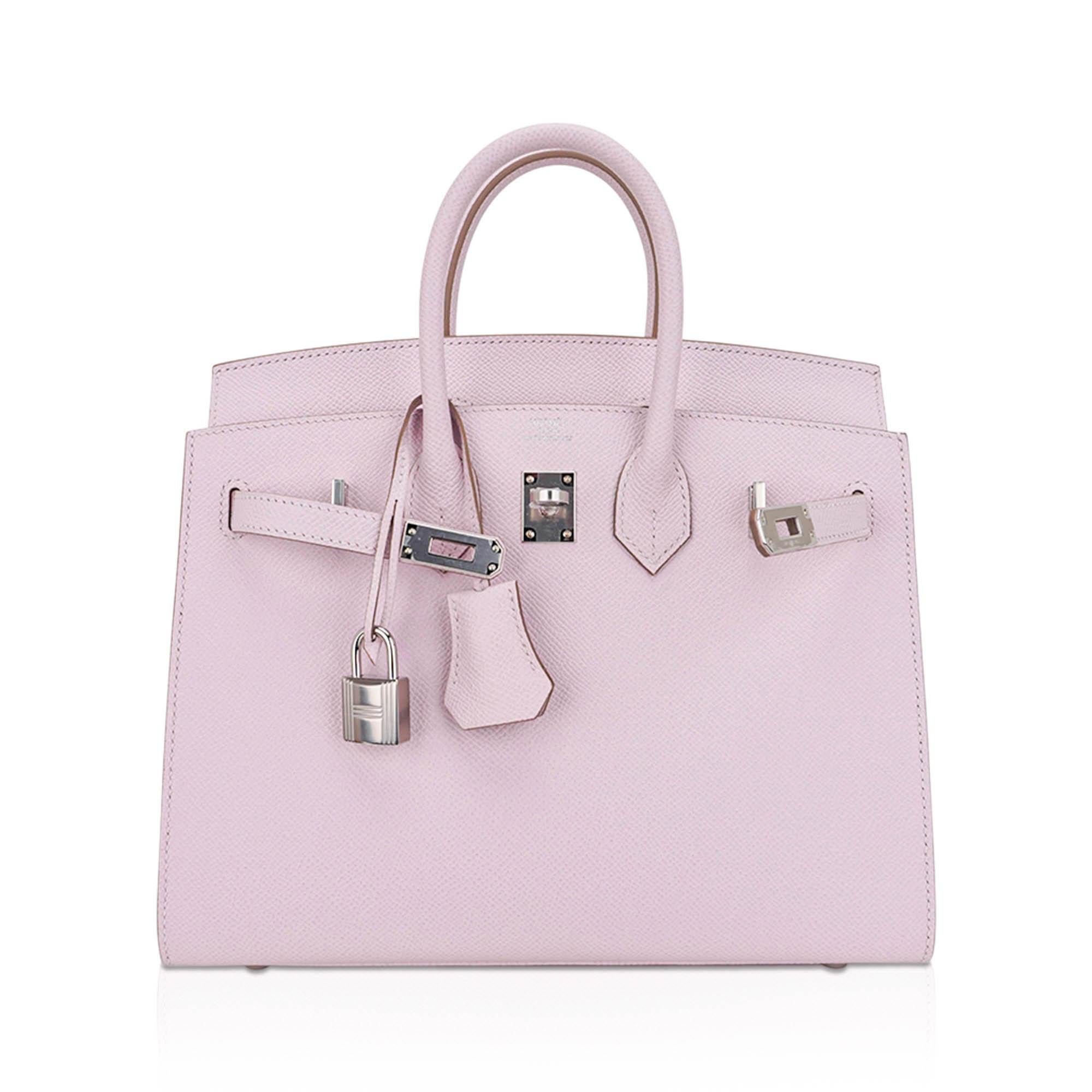 Hermes Birkin 25 Bag Sellier Mauve Pale Epsom Leather with Palladium Hardware In New Condition For Sale In Miami, FL