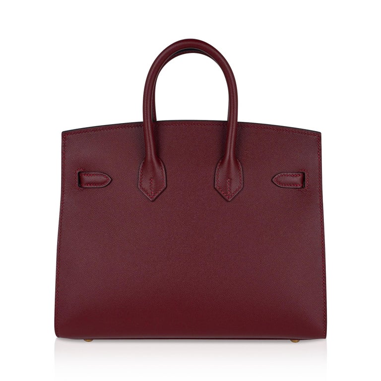 Hermes Birkin 25 Bag Sellier Rouge H Gold Hardware Veau Madame Leather New w/Box 5