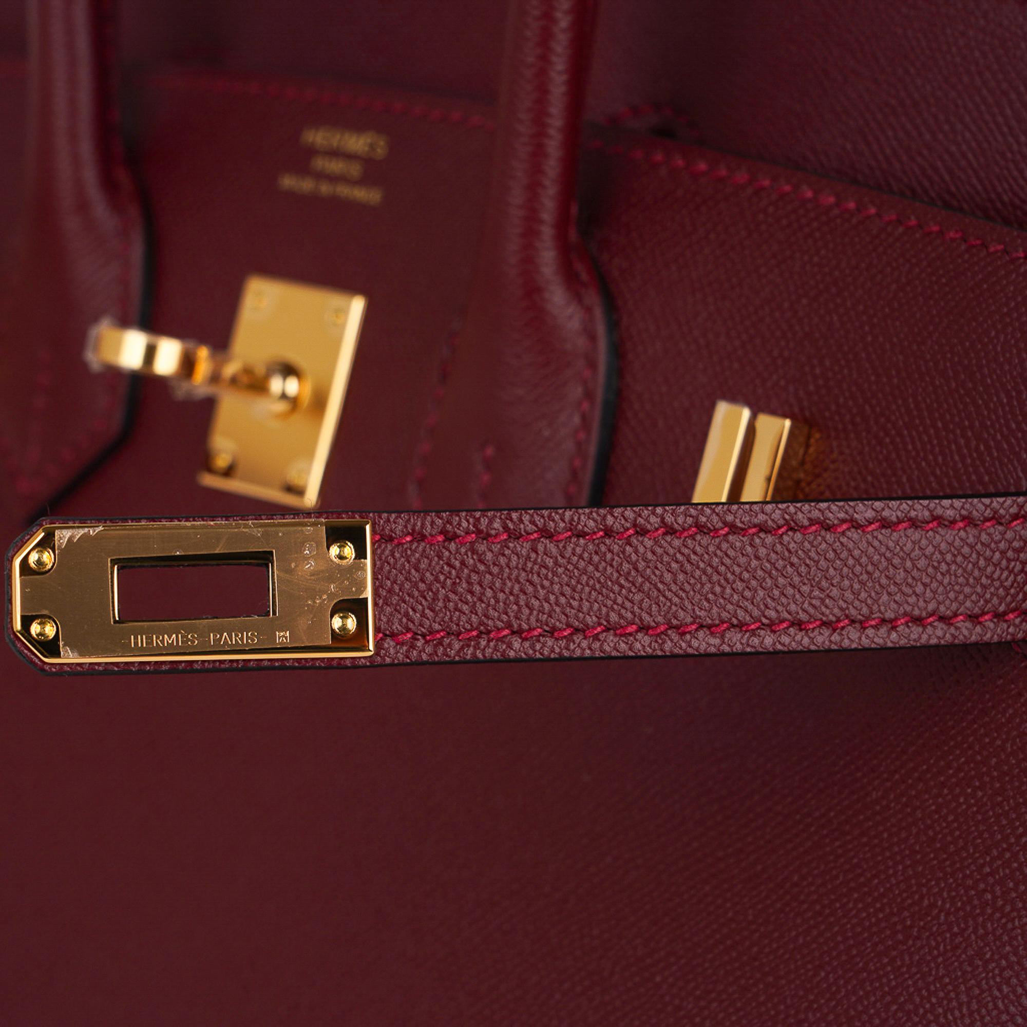 Hermes Birkin 25 Bag Sellier Rouge H Gold Hardware Veau Madame 