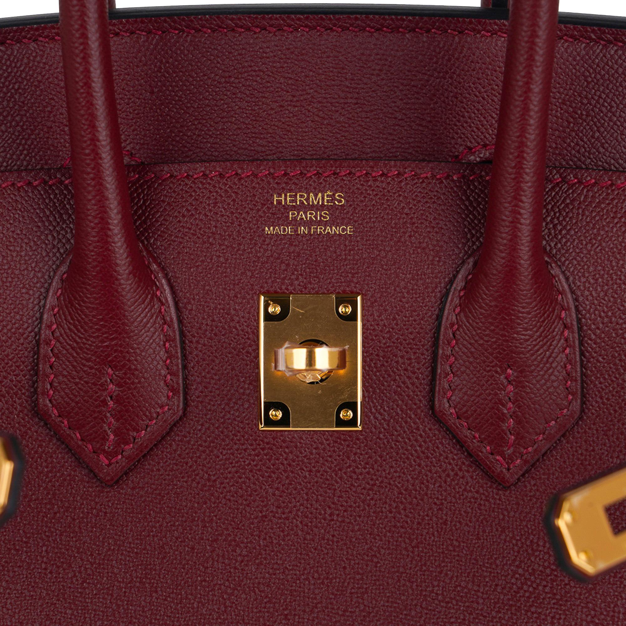 Hermes Birkin 25 Bag Sellier Rouge H Gold Hardware Veau Madame Leather ...