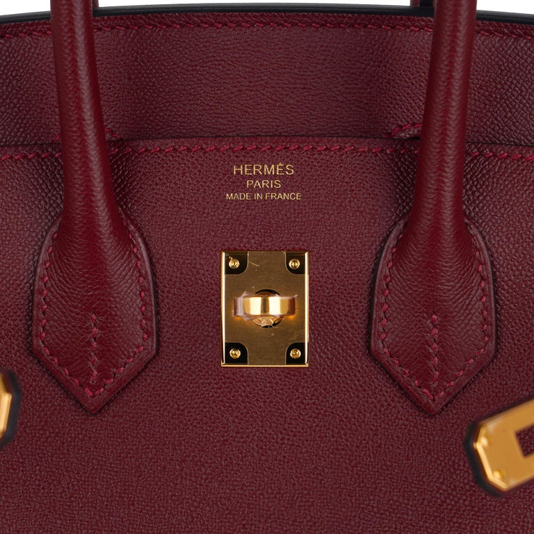 Hermes Birkin 25 Bag Sellier Rouge H Gold Hardware Veau Madame Leather New w/Box 4