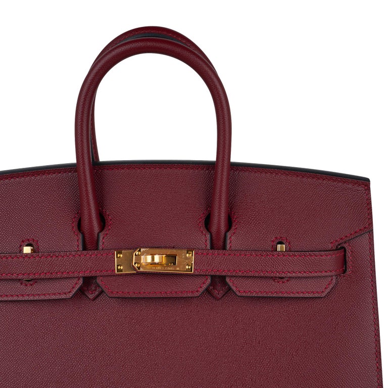 Hermes Birkin 25 Bag Sellier Rouge H Gold Hardware Veau Madame Leather New w/Box 1