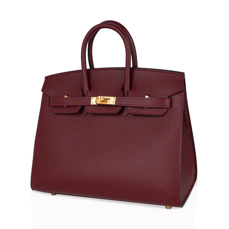 Hermes Birkin 25 Bag Sellier Rouge H Gold Hardware Veau Madame Leather New w/Box In New Condition In Miami, FL