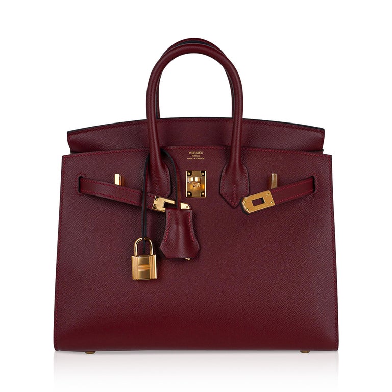 Brown Hermes Birkin 25 Bag Sellier Rouge H Gold Hardware Veau Madame Leather New w/Box